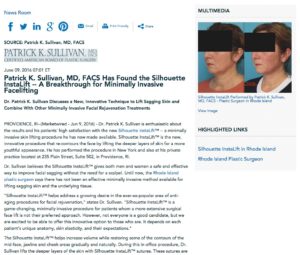 Patrick K. Sullivan now offers a minimally invasive facelift option called the Silhouette InstaLift.